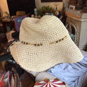 Stylish Straw Hat with Beaded Accents